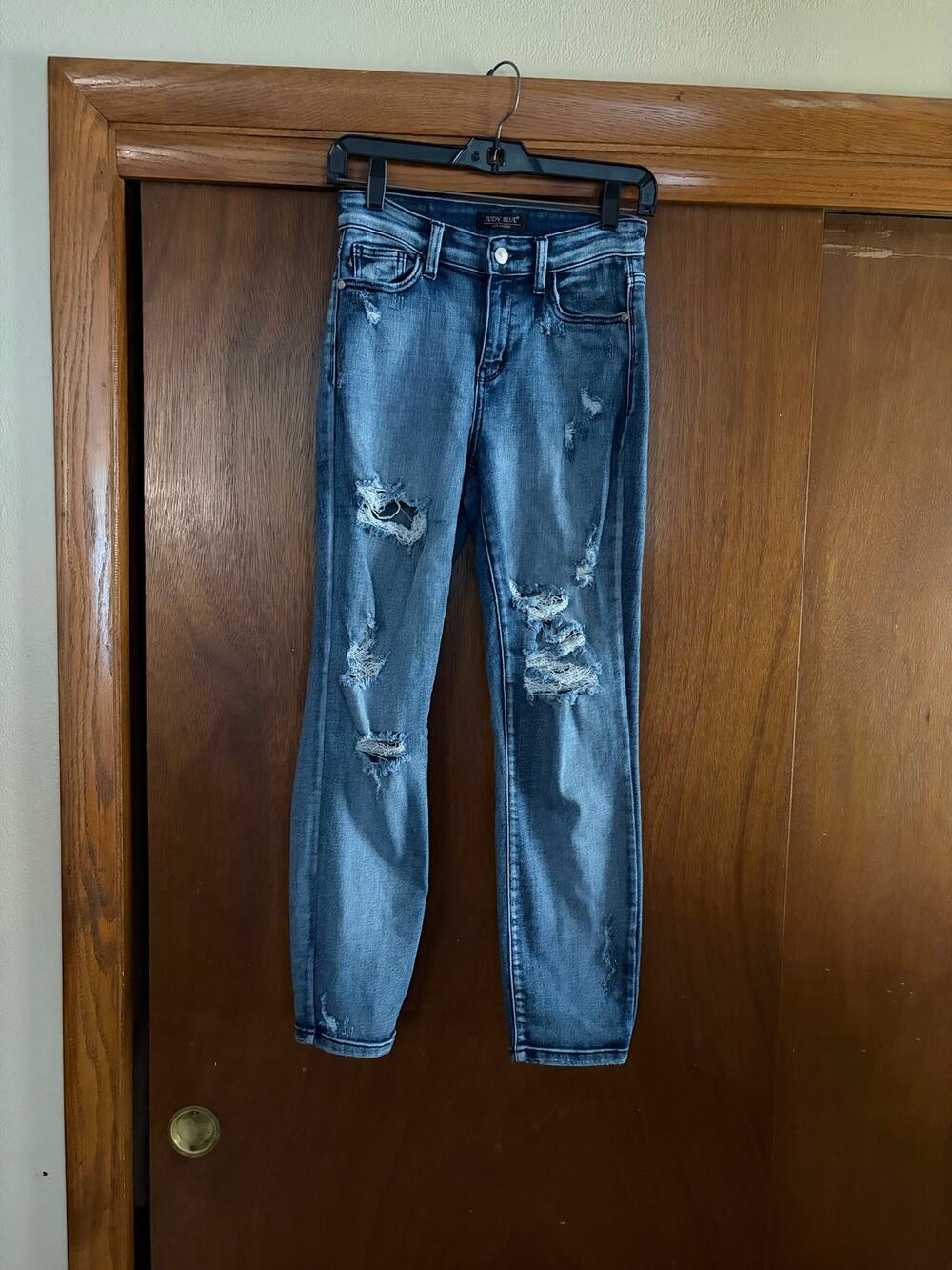 Judy Blue Women's Size 24 Distressed Skinny Jeans Medium Wash Stretch Denim